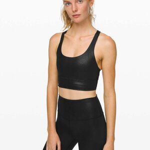 NWT Lululemon Energy Bra Long Line *Foil Black Sports Bra Size 4